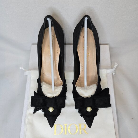 Christian Dior Adiorable Pumps in Black Fringed Grosgrain, Size 35, NIB - Picture 1 of 9